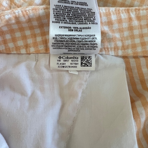 Columbia Super Bonehead Lotus Gingham Women Shorts Size 12 in Orange - Picture 9 of 9